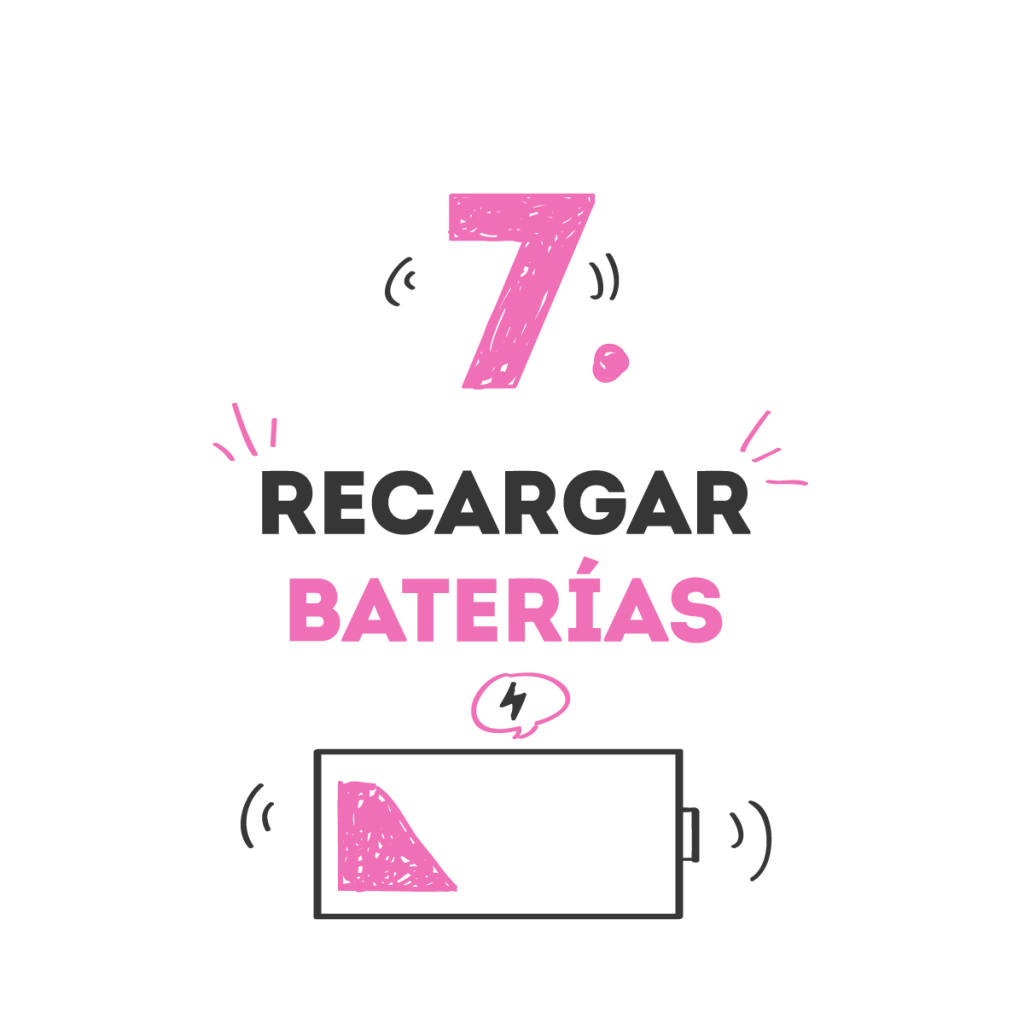 Pila descargada, arriba dice: Recargar baterías